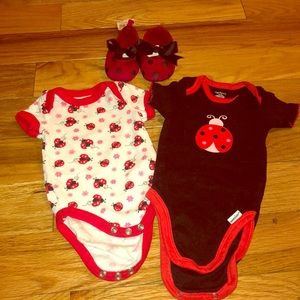 Onesies with matching shoes for baby girl